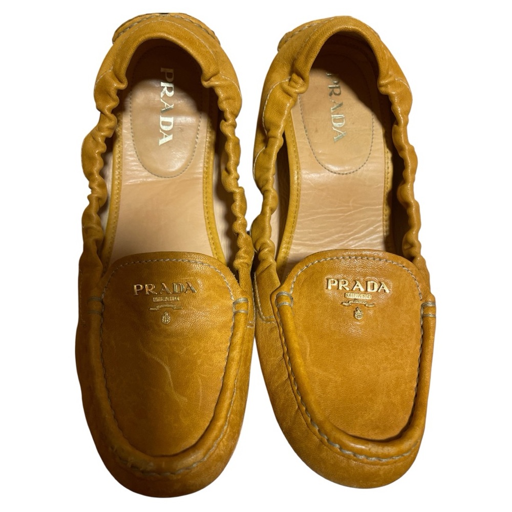Prada Ochre Leather Loafers